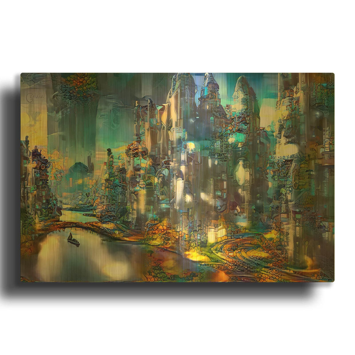 'Sunrise In Capital City' By Pedro Gavidia Gold Metal Wall Art