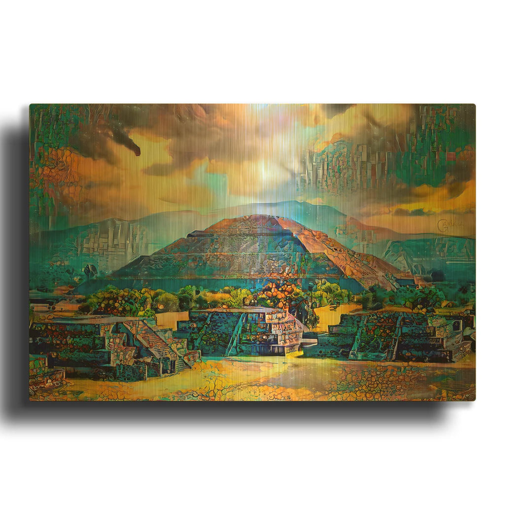 'Teotihuacan' By Pedro Gavidia Gold Metal Wall Art
