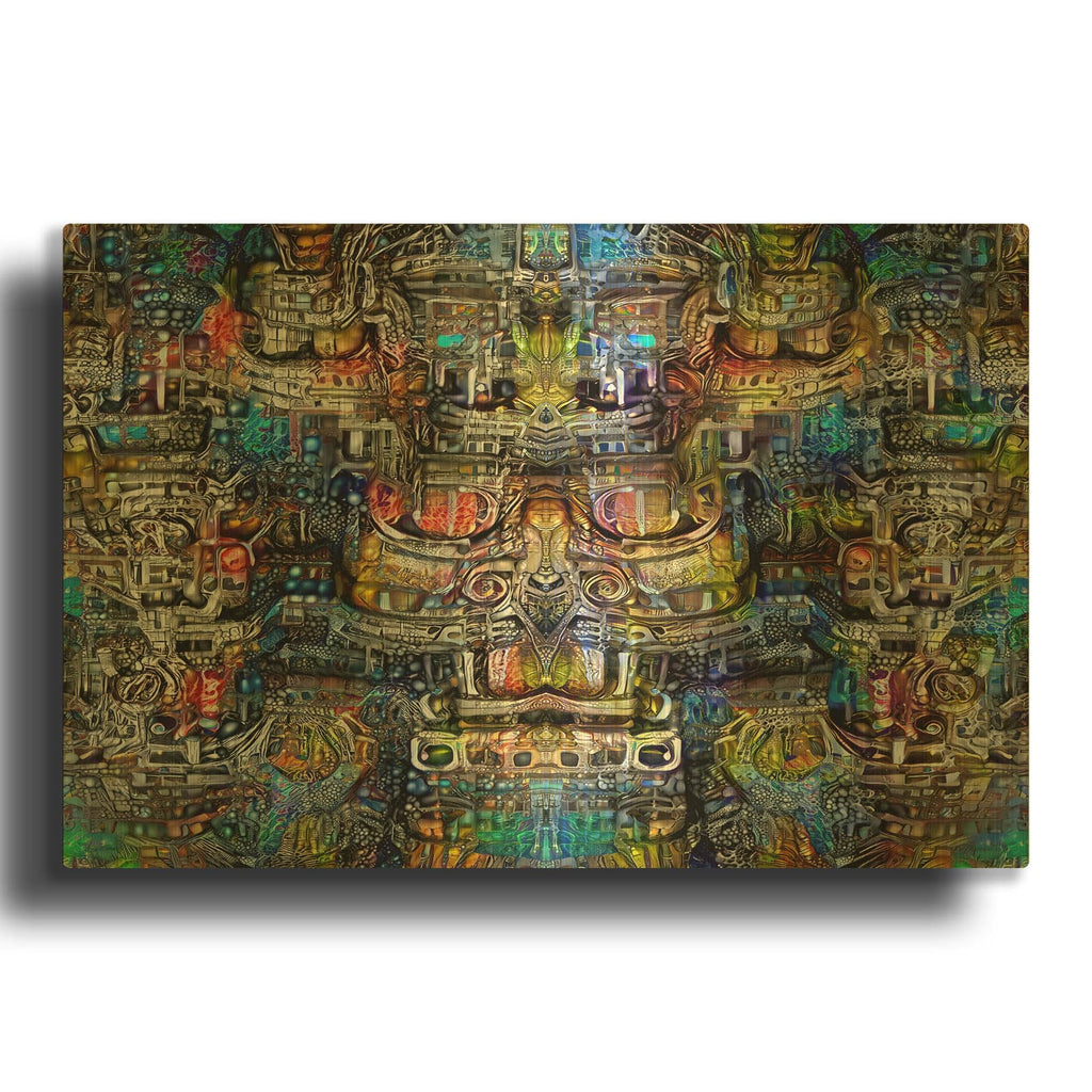 'The Shadows Of Mictlantecuhtli' By Pedro Gavidia Gold Metal Wall Art