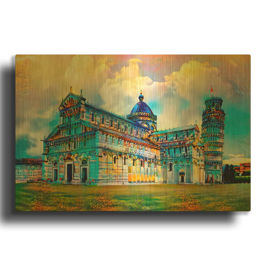 'Torre De Pisa 2023' By Pedro Gavidia Gold Metal Wall Art