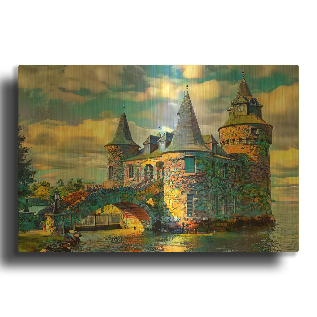 'United States New York Alexandria Bay Boldt Castle' By Pedro Gavidia Gold Metal Wall Art