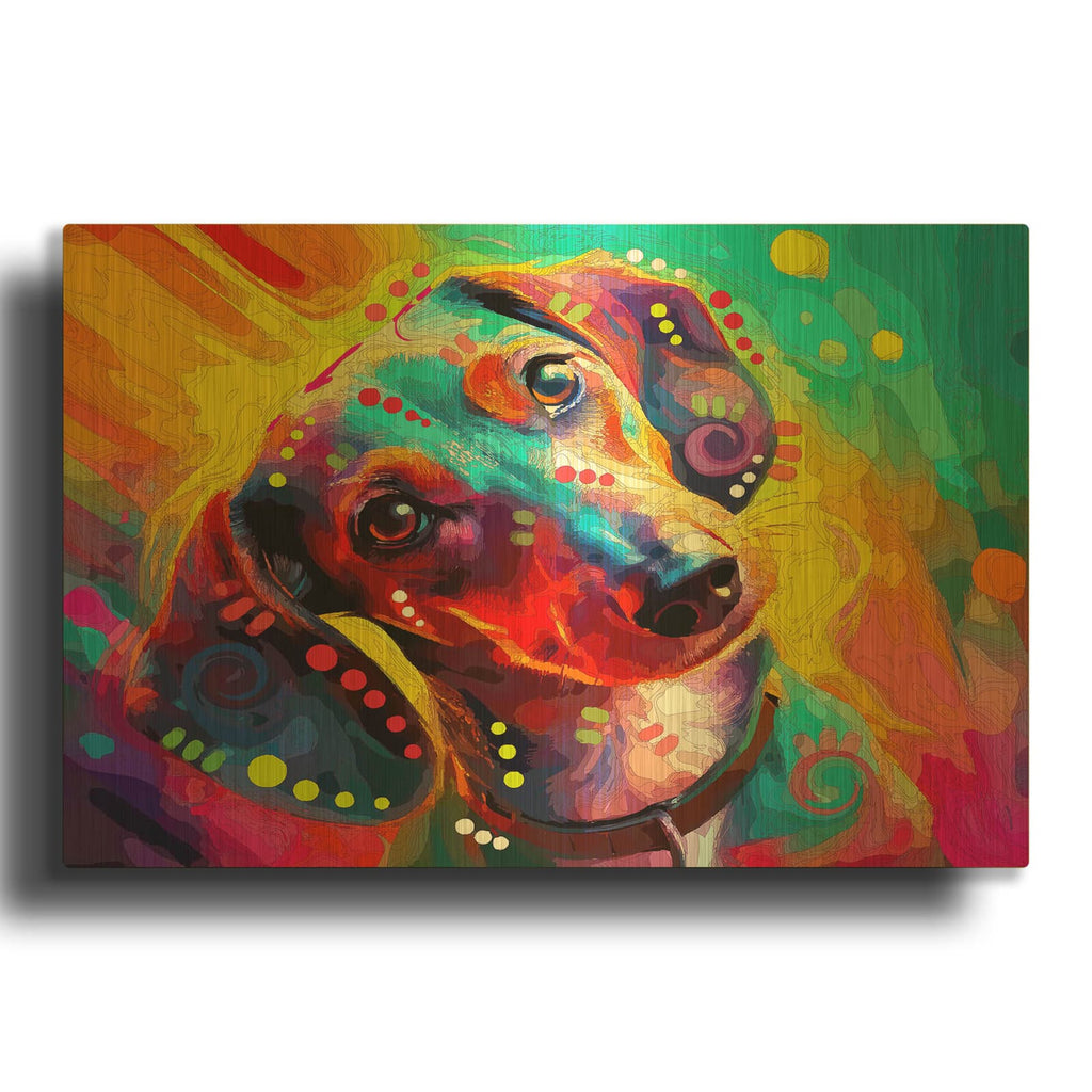 'Curious Dox' By Dean Russo Gold Metal Wall Art