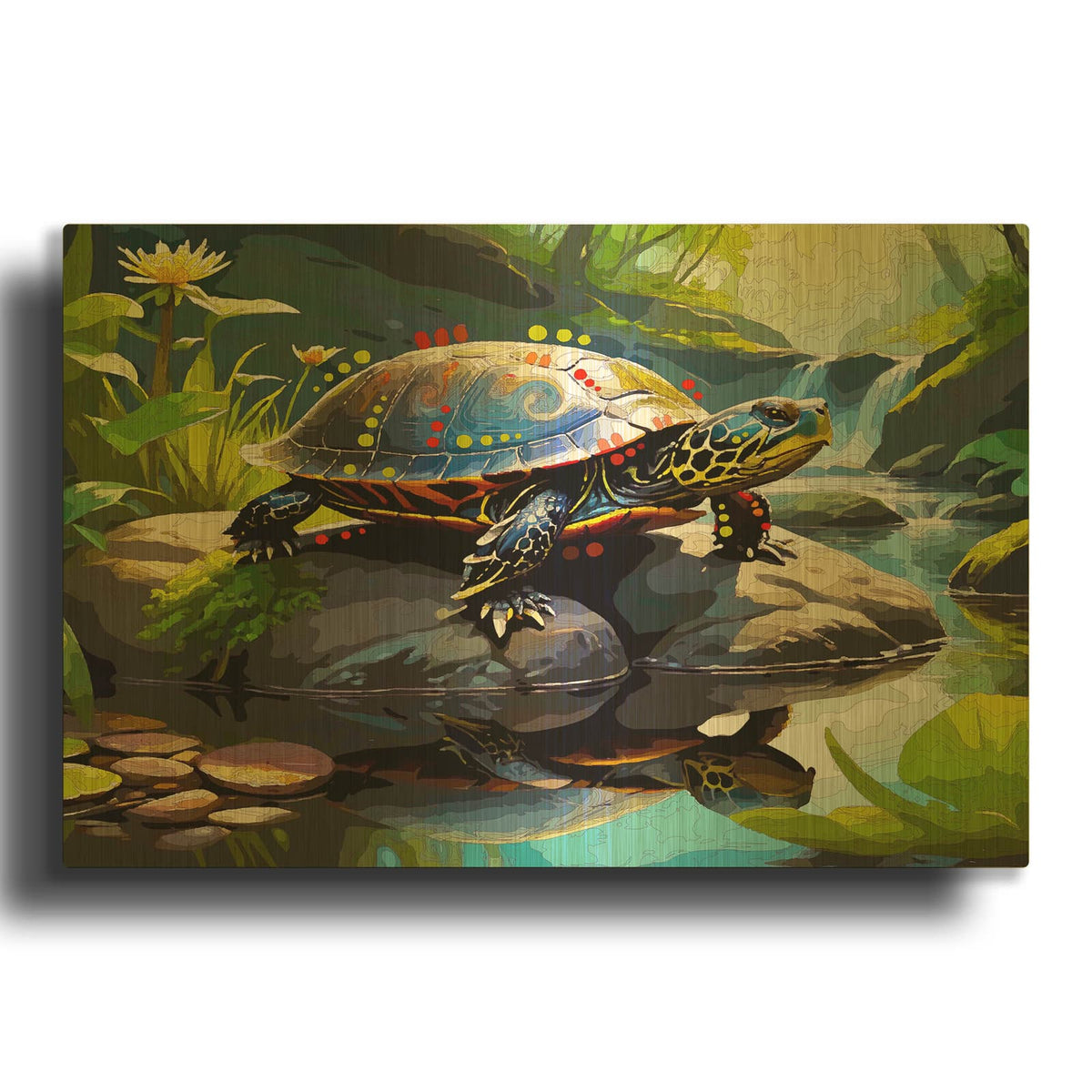 'Peaceful Turtle' By Dean Russo Gold Metal Wall Art