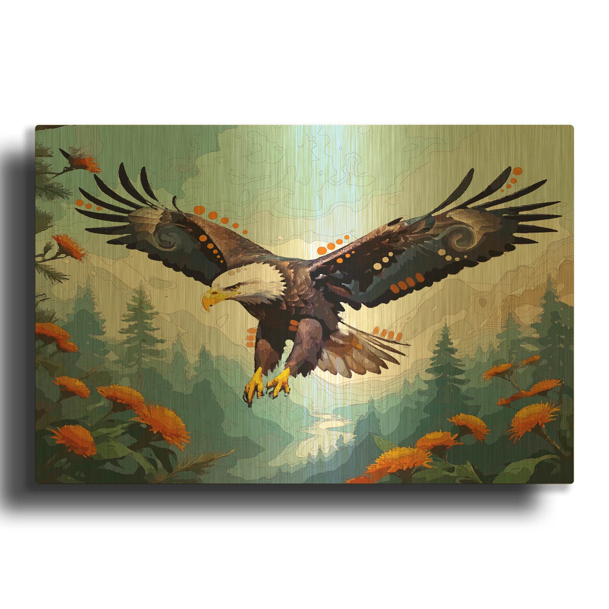 'Soaring Overhead' By Dean Russo Gold Metal Wall Art