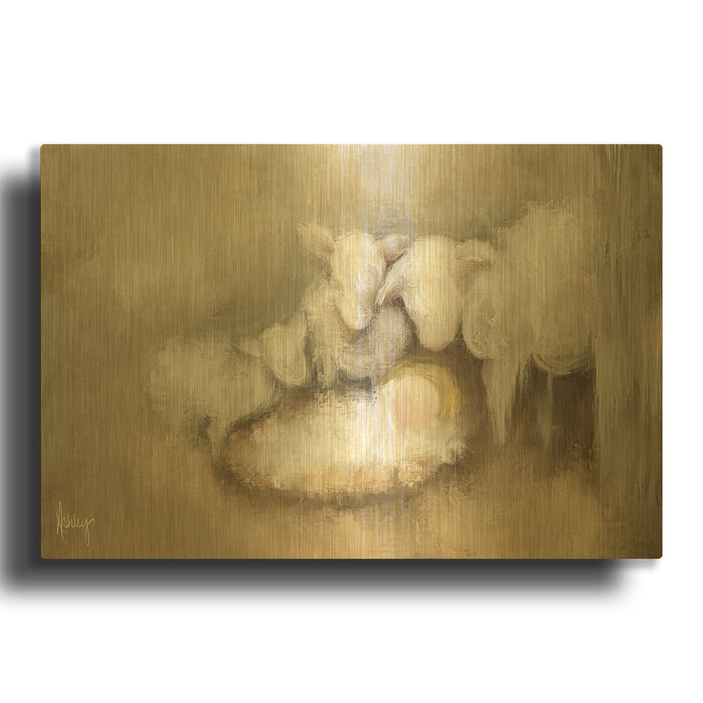 'Away In A Manger' By Ashley Bradley Gold Metal Wall Art