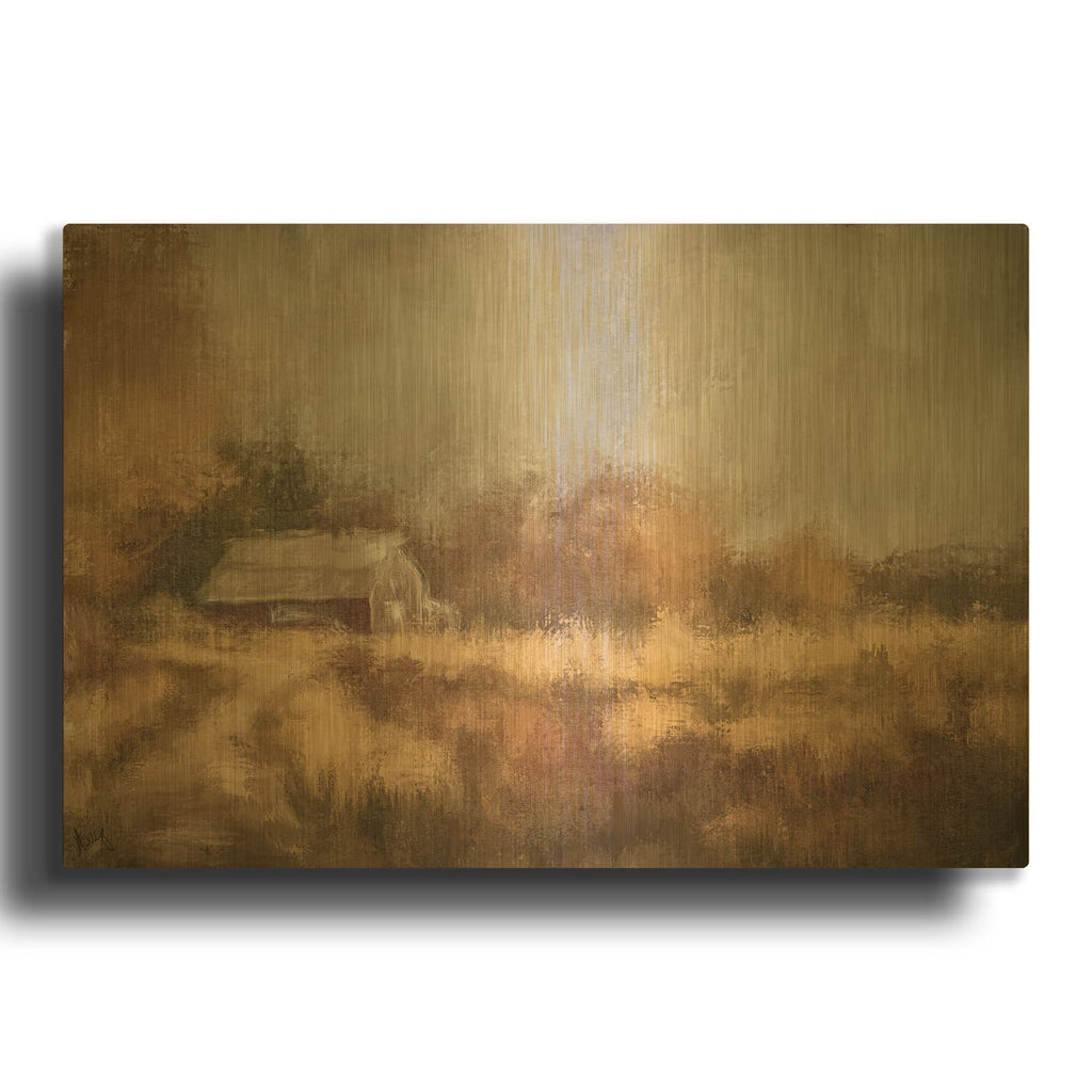 'Fall On The Farm' By Ashley Bradley Gold Metal Wall Art