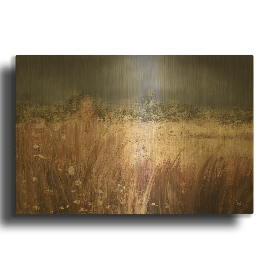 'Moody Meadow' By Ashley Bradley Gold Metal Wall Art