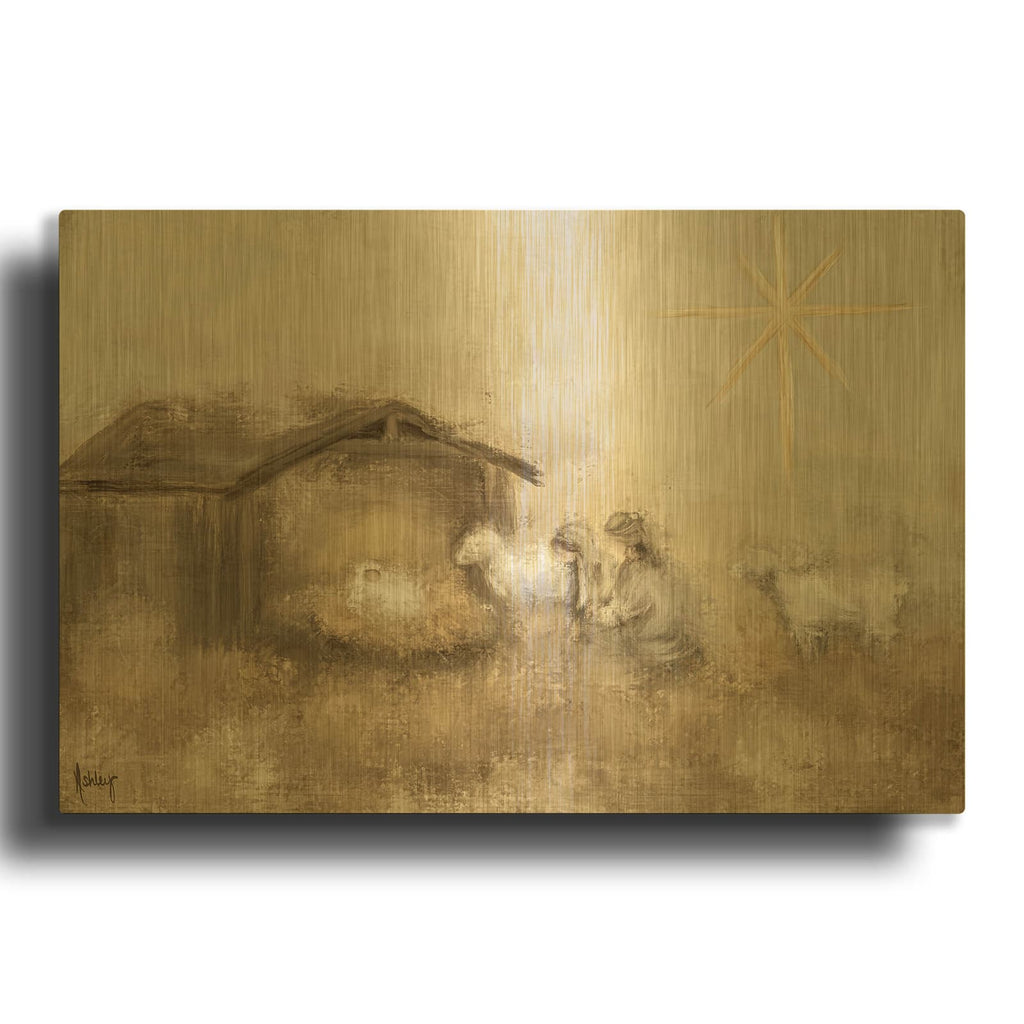 'Neutral Nativity' By Ashley Bradley Gold Metal Wall Art