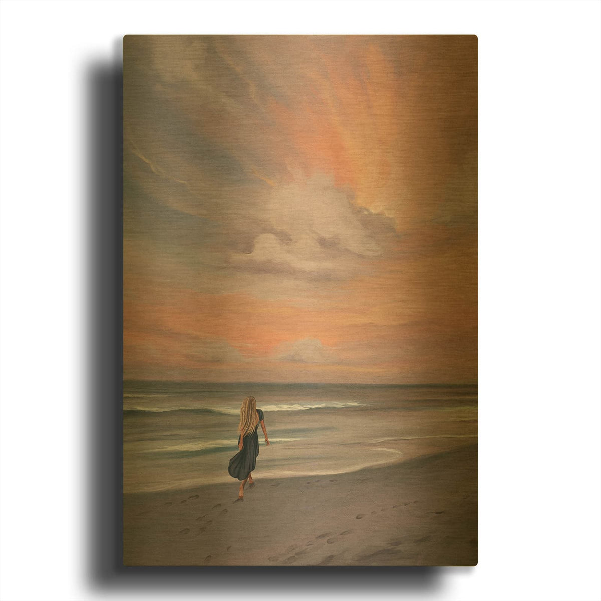 'Beach Walk' By Svetlana Aleynikova Gold Metal Wall Art
