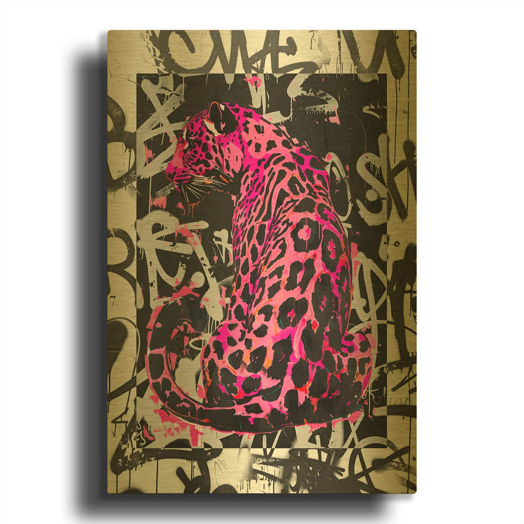 'Bink Leopard' By Svetlana Aleynikova Gold Metal Wall Art