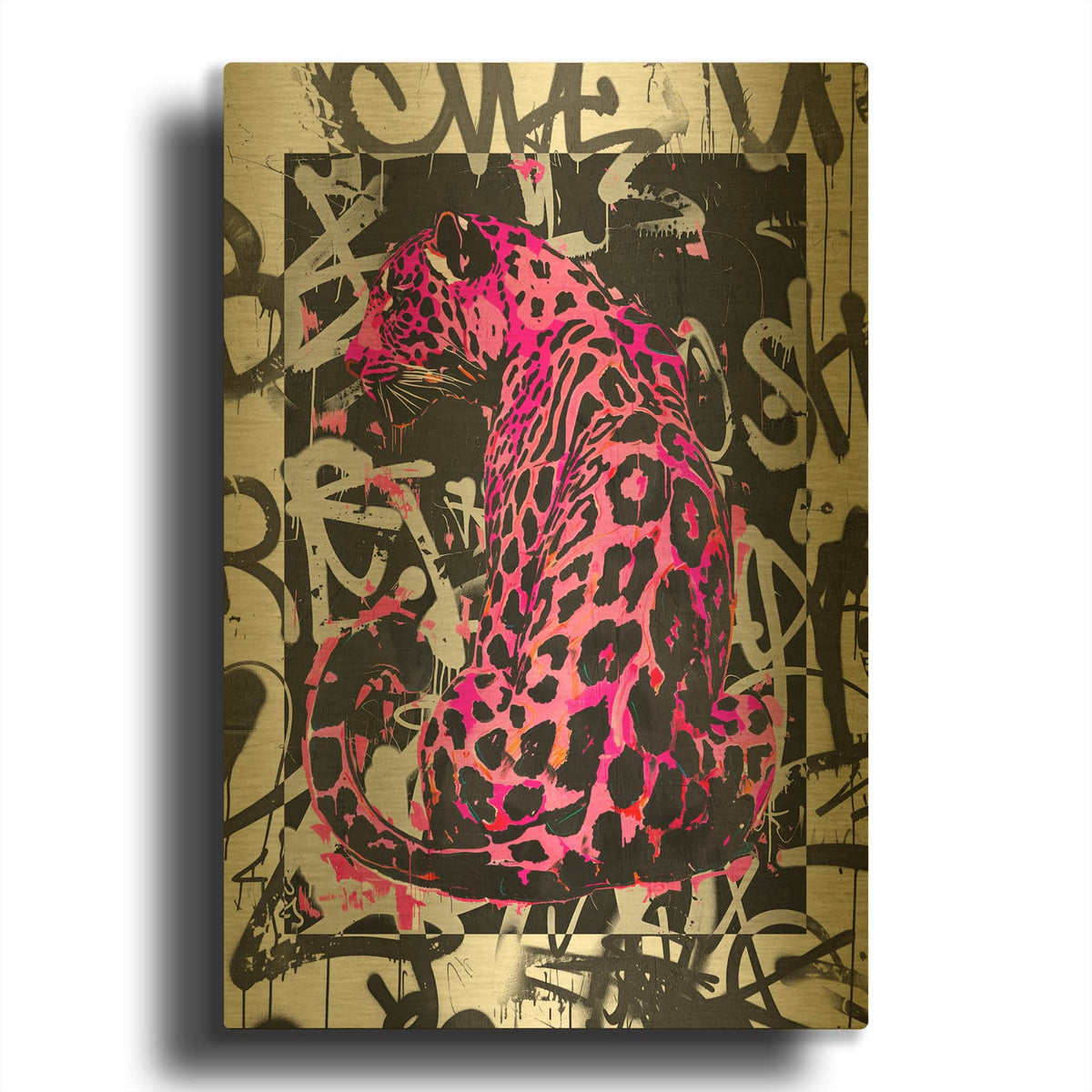'Bink Leopard' By Svetlana Aleynikova Gold Metal Wall Art