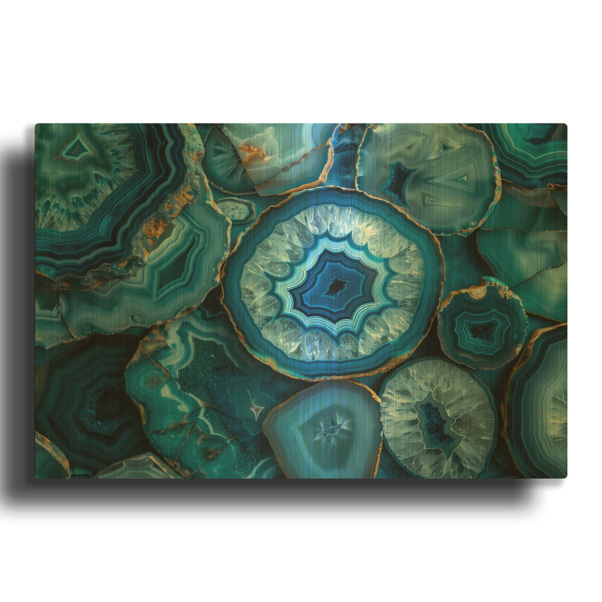 'Blie Crystals With Gold' By Svetlana Aleynikova Gold Metal Wall Art