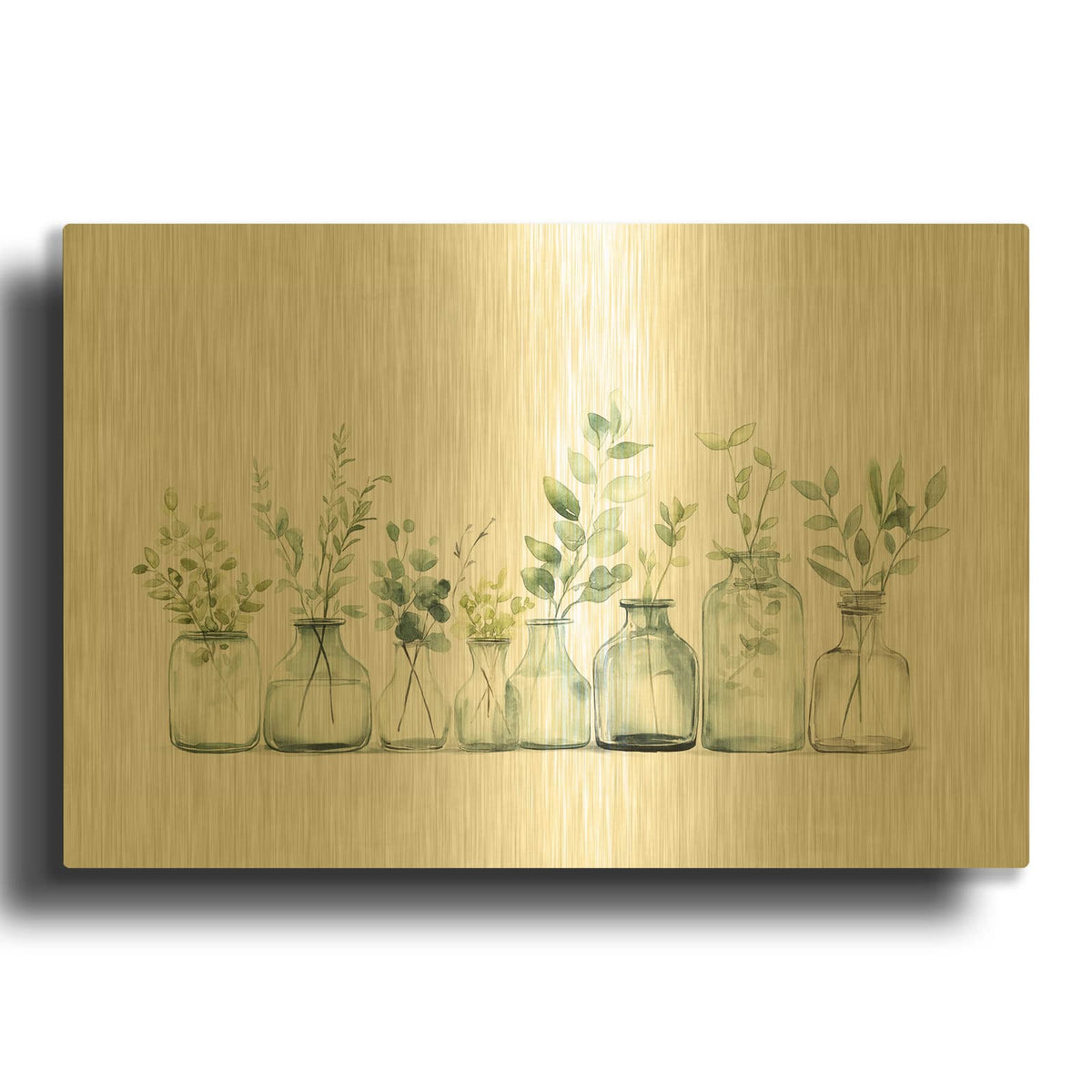 'Botanical Bottles' By Svetlana Aleynikova Gold Metal Wall Art