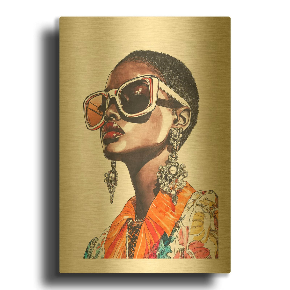 'Chic In Orange' By Svetlana Aleynikova Gold Metal Wall Art