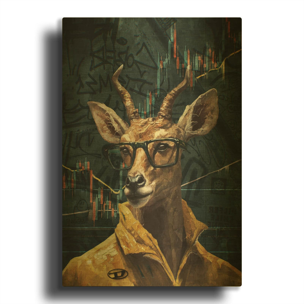 'Crypto Antelope' By Svetlana Aleynikova Gold Metal Wall Art