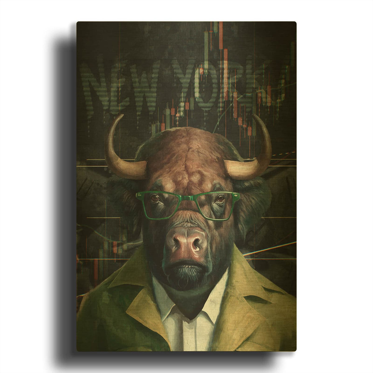 'Crypto Buffalo' By Svetlana Aleynikova Gold Metal Wall Art