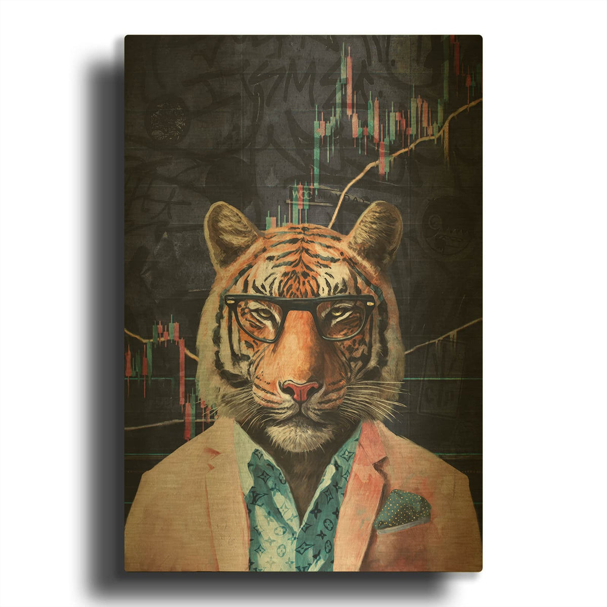 'Crypto Tiger' By Svetlana Aleynikova Gold Metal Wall Art