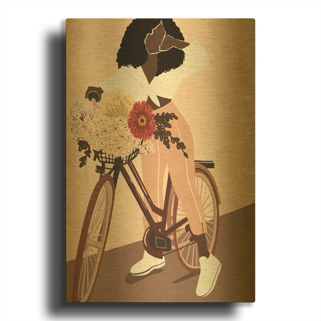 'Cyclist' By Svetlana Aleynikova Gold Metal Wall Art