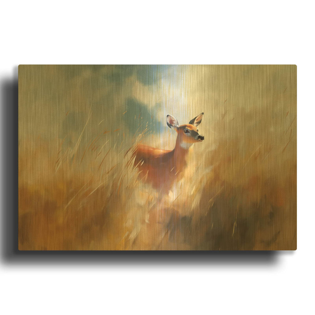 'Deer' By Svetlana Aleynikova Gold Metal Wall Art