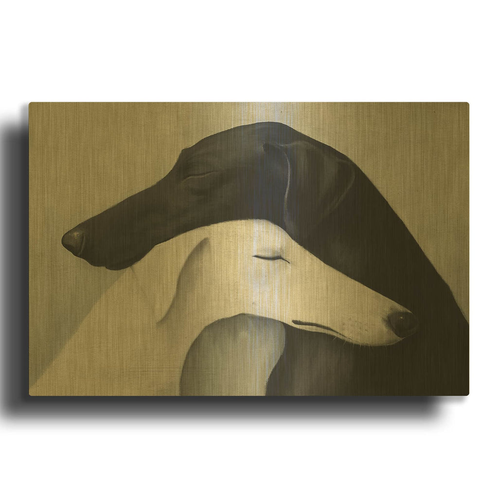 'Dog Lovers' By Svetlana Aleynikova Gold Metal Wall Art