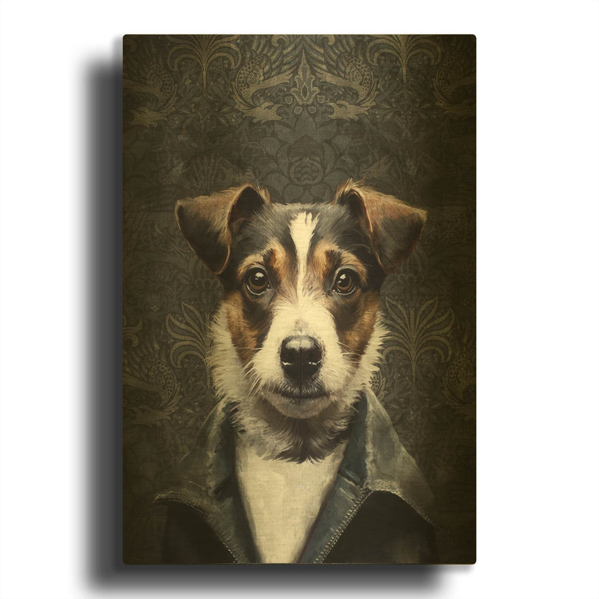 'Doggy' By Svetlana Aleynikova Gold Metal Wall Art