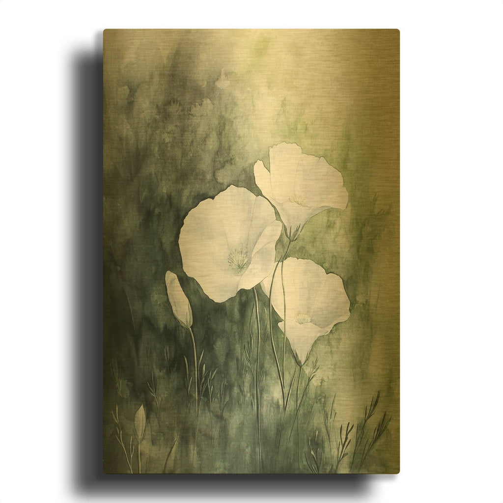 'Flowers In Green' By Svetlana Aleynikova Gold Metal Wall Art