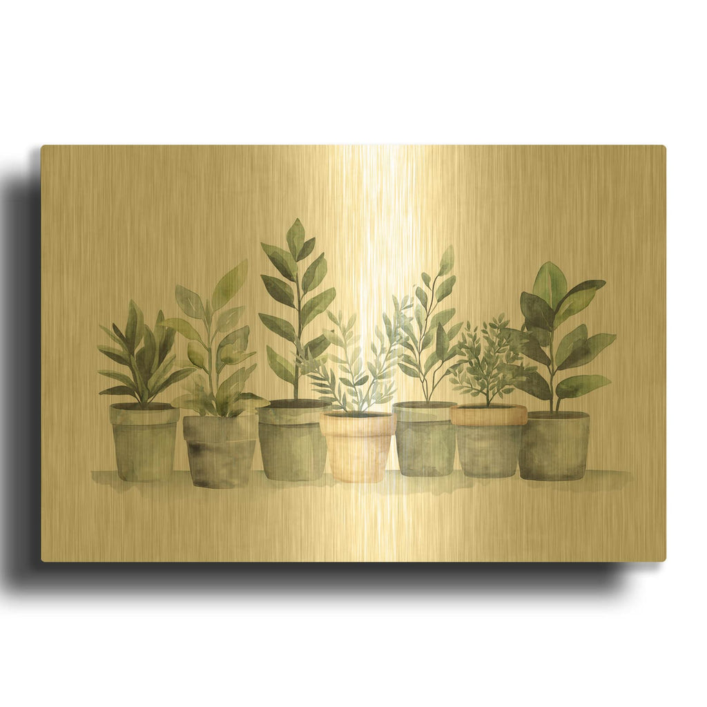'Garden In Pots' By Svetlana Aleynikova Gold Metal Wall Art