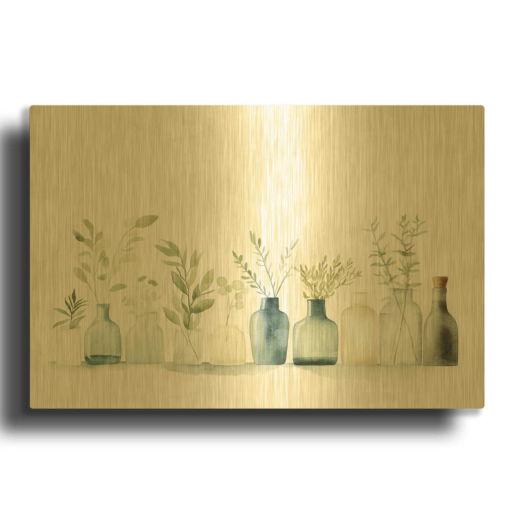 'Glass Flora' By Svetlana Aleynikova Gold Metal Wall Art
