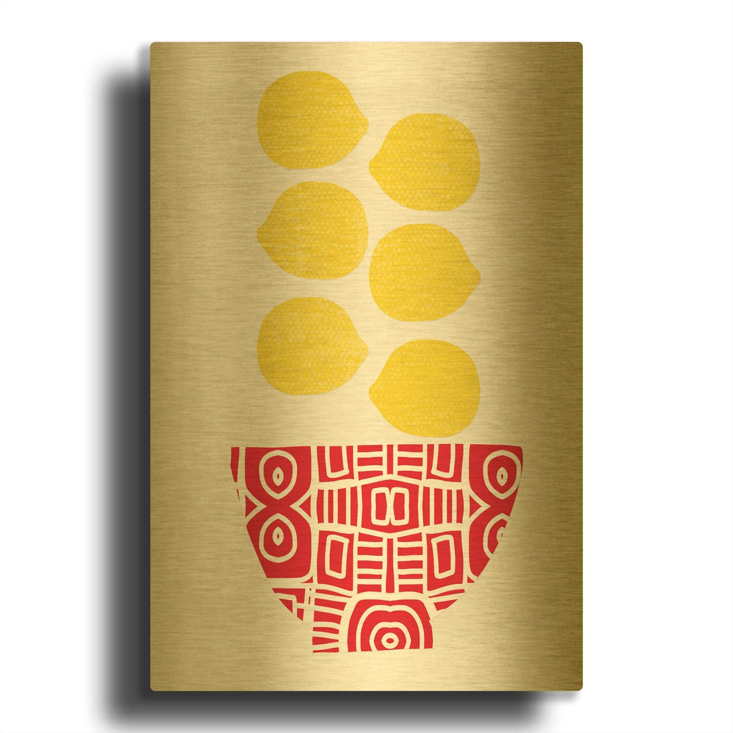 'Bowl of Lemons' By Linda Woods Gold Metal Wall Art