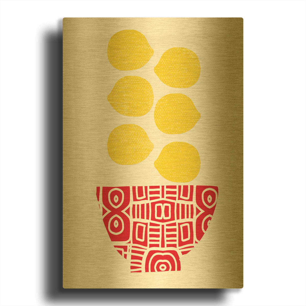'Bowl of Lemons' By Linda Woods Gold Metal Wall Art