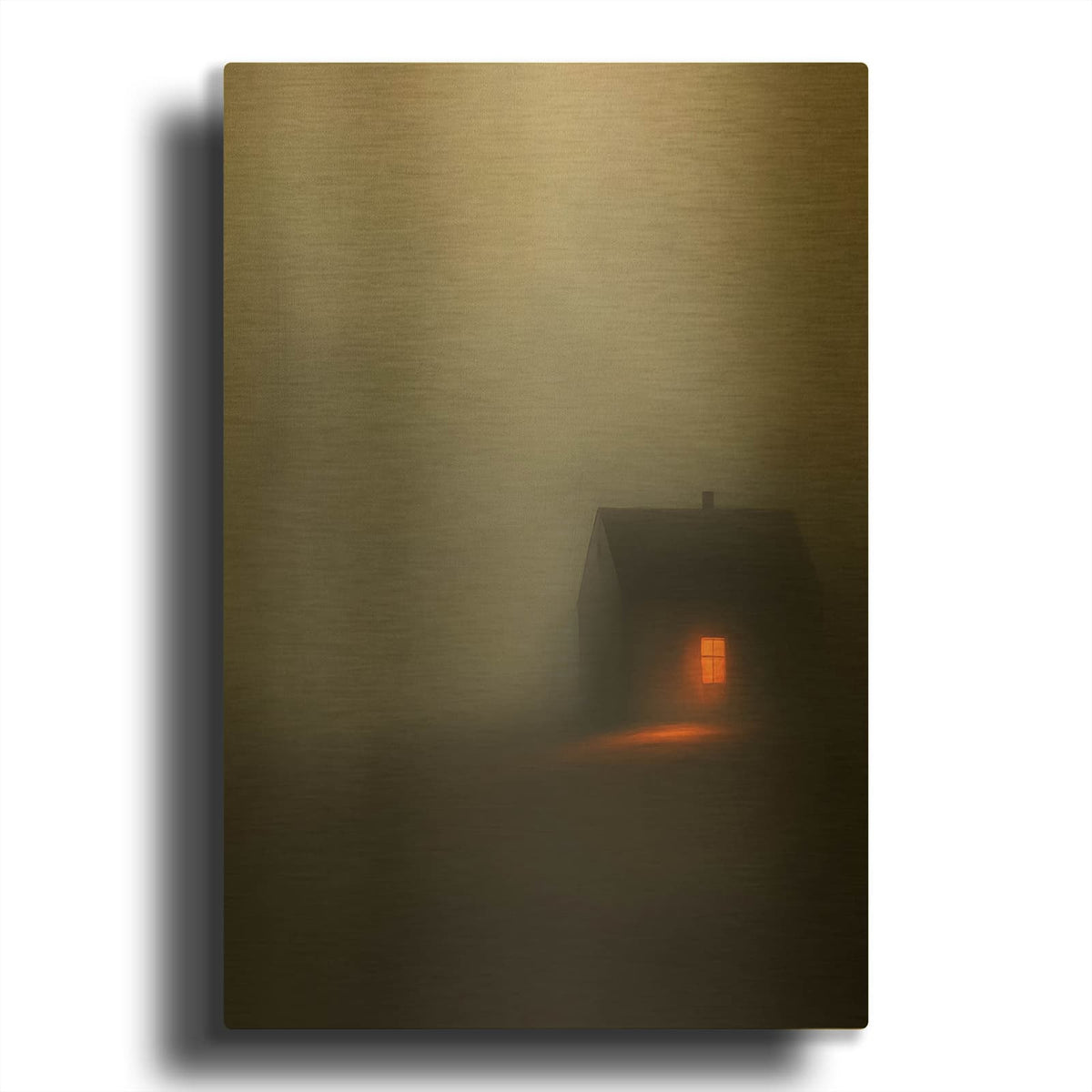 'House In Fog' By Svetlana Aleynikova Gold Metal Wall Art