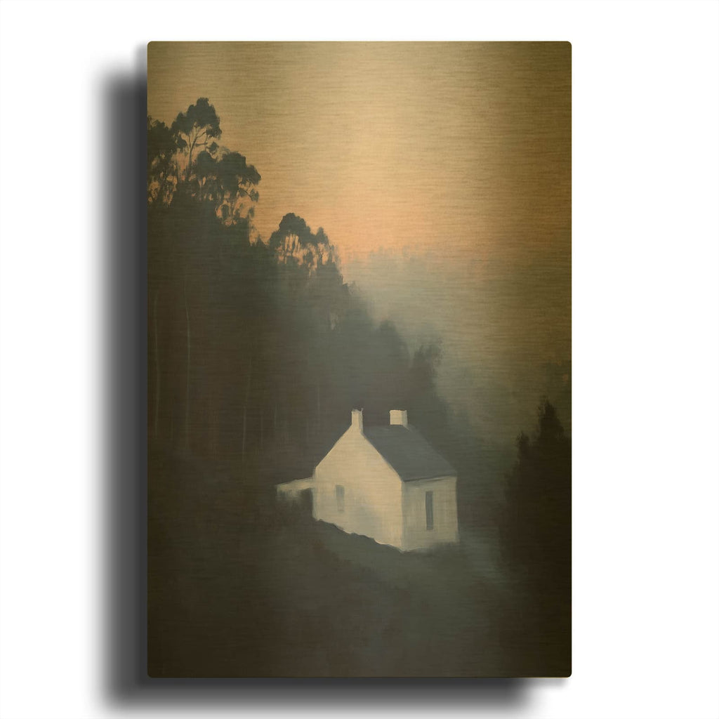 'House In The Mountains' By Svetlana Aleynikova Gold Metal Wall Art