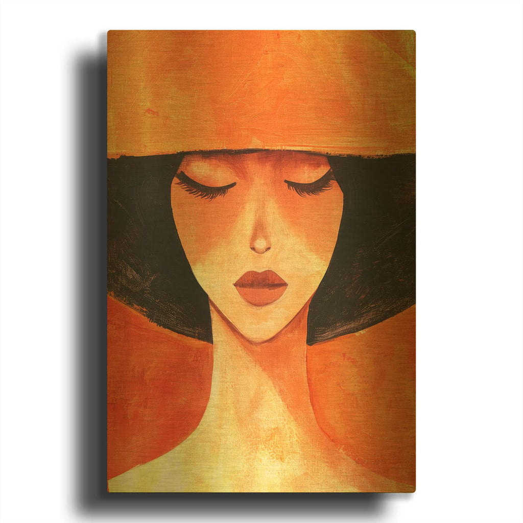'Lady In Orange' By Svetlana Aleynikova Gold Metal Wall Art