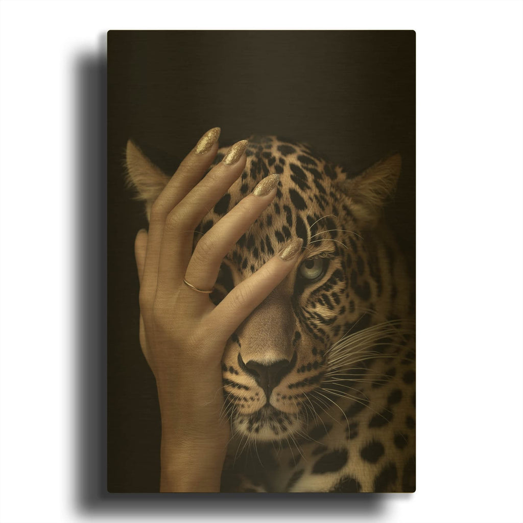 'Leopard And Grace' By Svetlana Aleynikova Gold Metal Wall Art