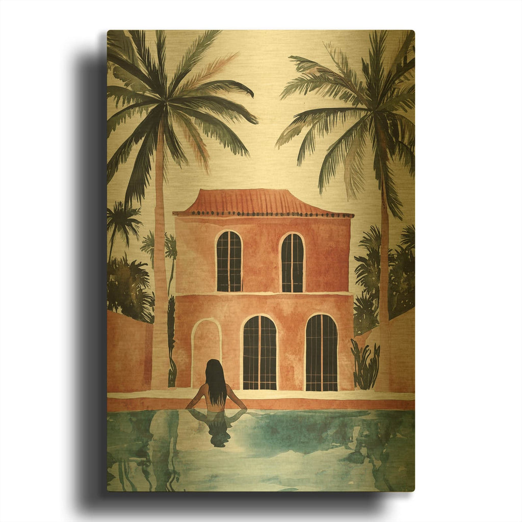 'Luxury Poolside' By Svetlana Aleynikova Gold Metal Wall Art