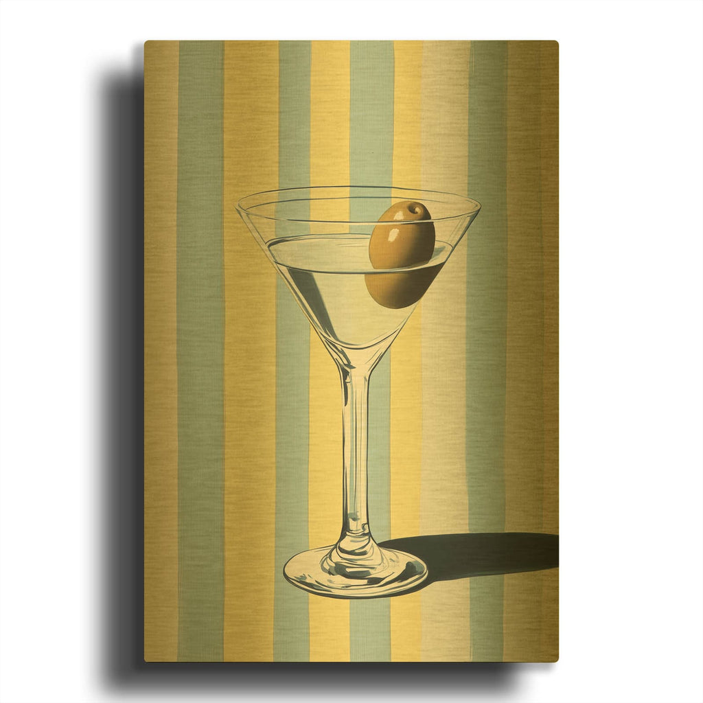 'Martini With Olive' By Svetlana Aleynikova Gold Metal Wall Art