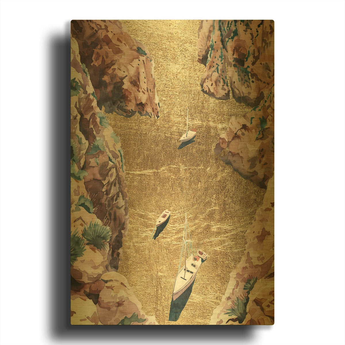 'Mountain River Of Gold' By Svetlana Aleynikova Gold Metal Wall Art