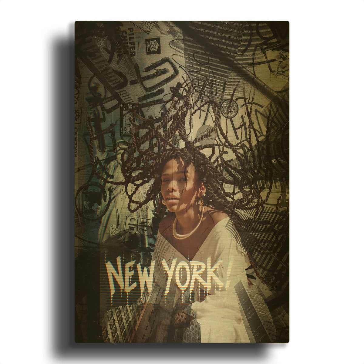 'New York!' By Svetlana Aleynikova Gold Metal Wall Art