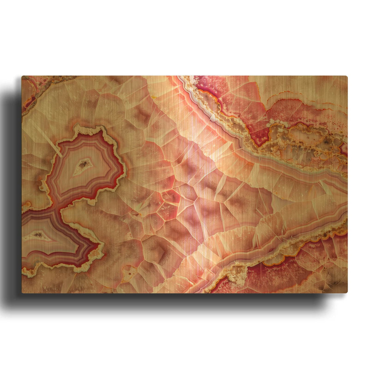 'Pink Mineral Mosaic' By Svetlana Aleynikova Gold Metal Wall Art