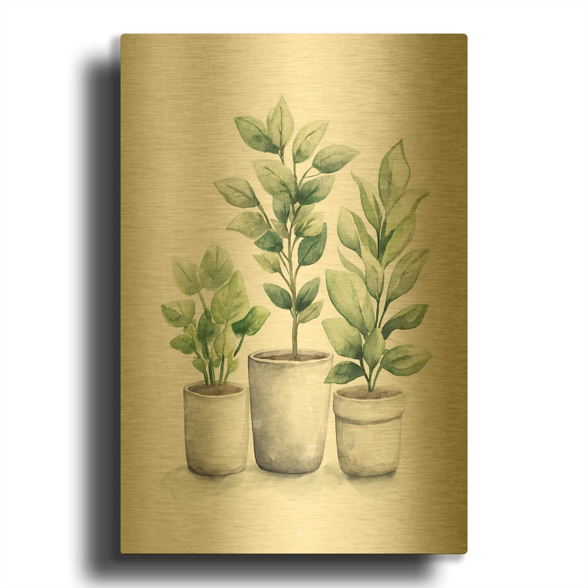 'Potted Blooms' By Svetlana Aleynikova Gold Metal Wall Art