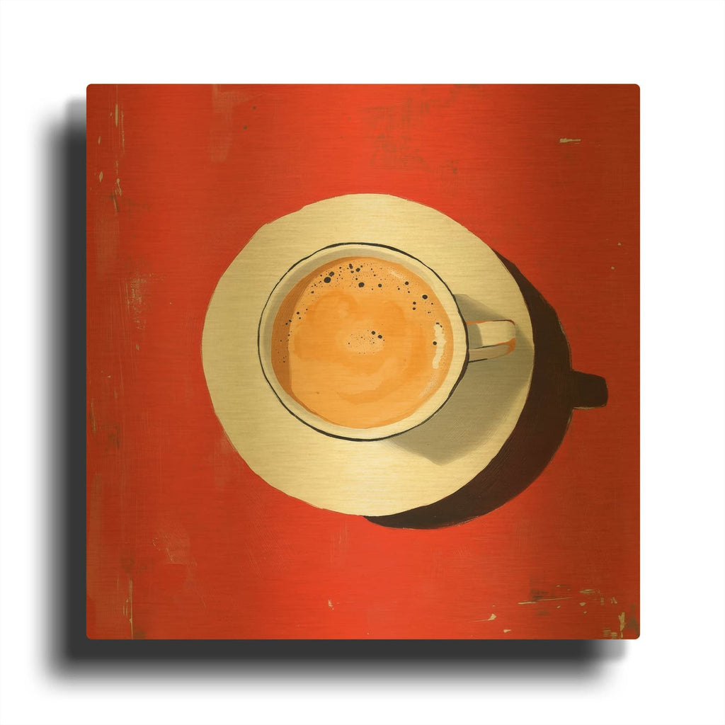 'Red Table Cup' By Svetlana Aleynikova Gold Metal Wall Art