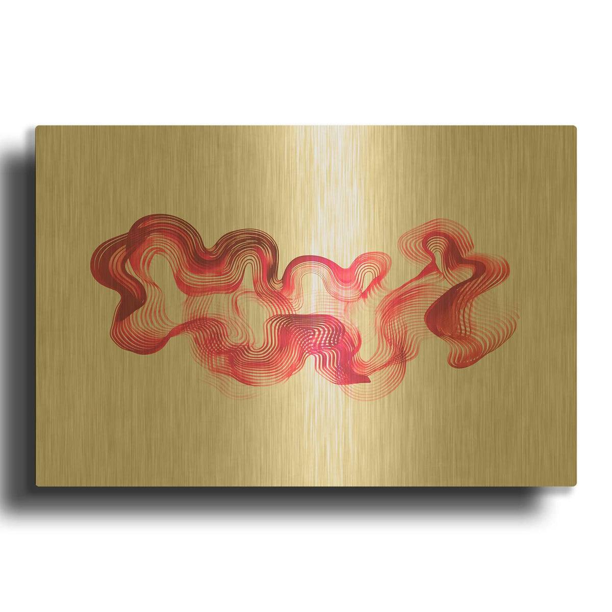 'Red Waves' By Svetlana Aleynikova Gold Metal Wall Art