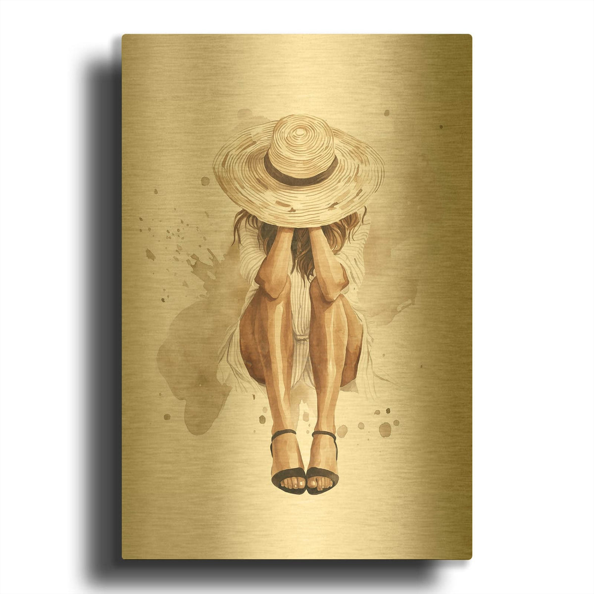 'Relaxed In Straw' By Svetlana Aleynikova Gold Metal Wall Art