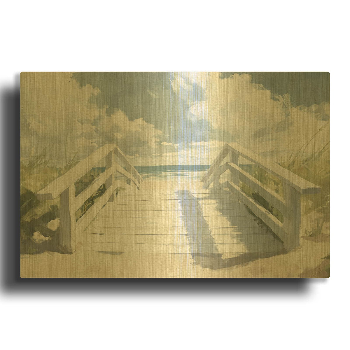 'River Bridge' By Svetlana Aleynikova Gold Metal Wall Art