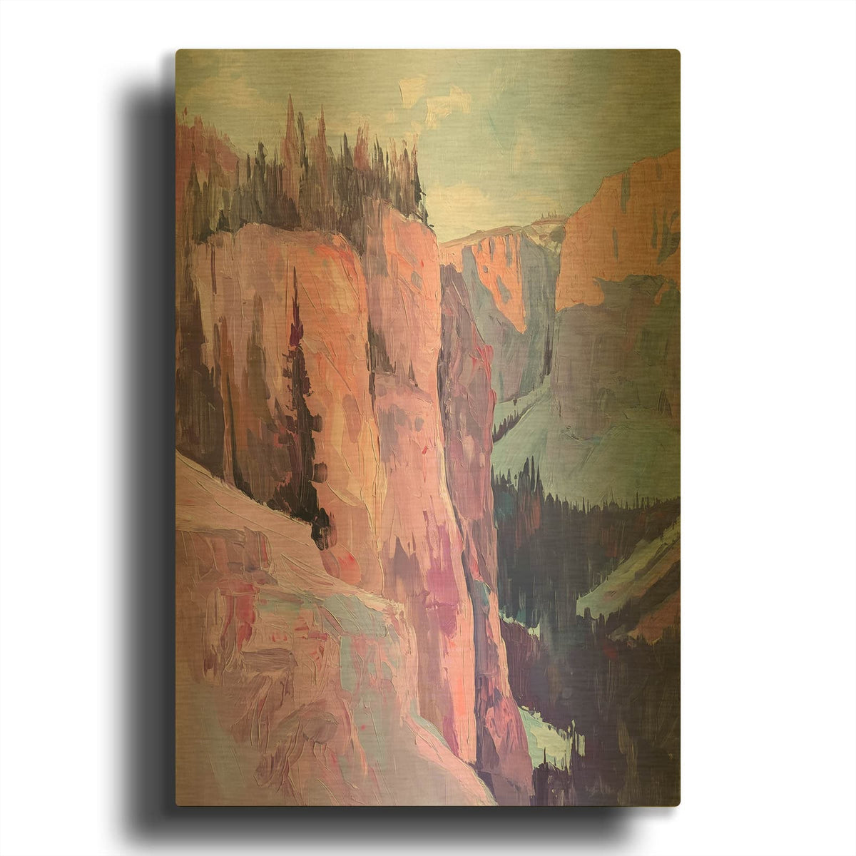'Rose-tinted Peaks' By Svetlana Aleynikova Gold Metal Wall Art