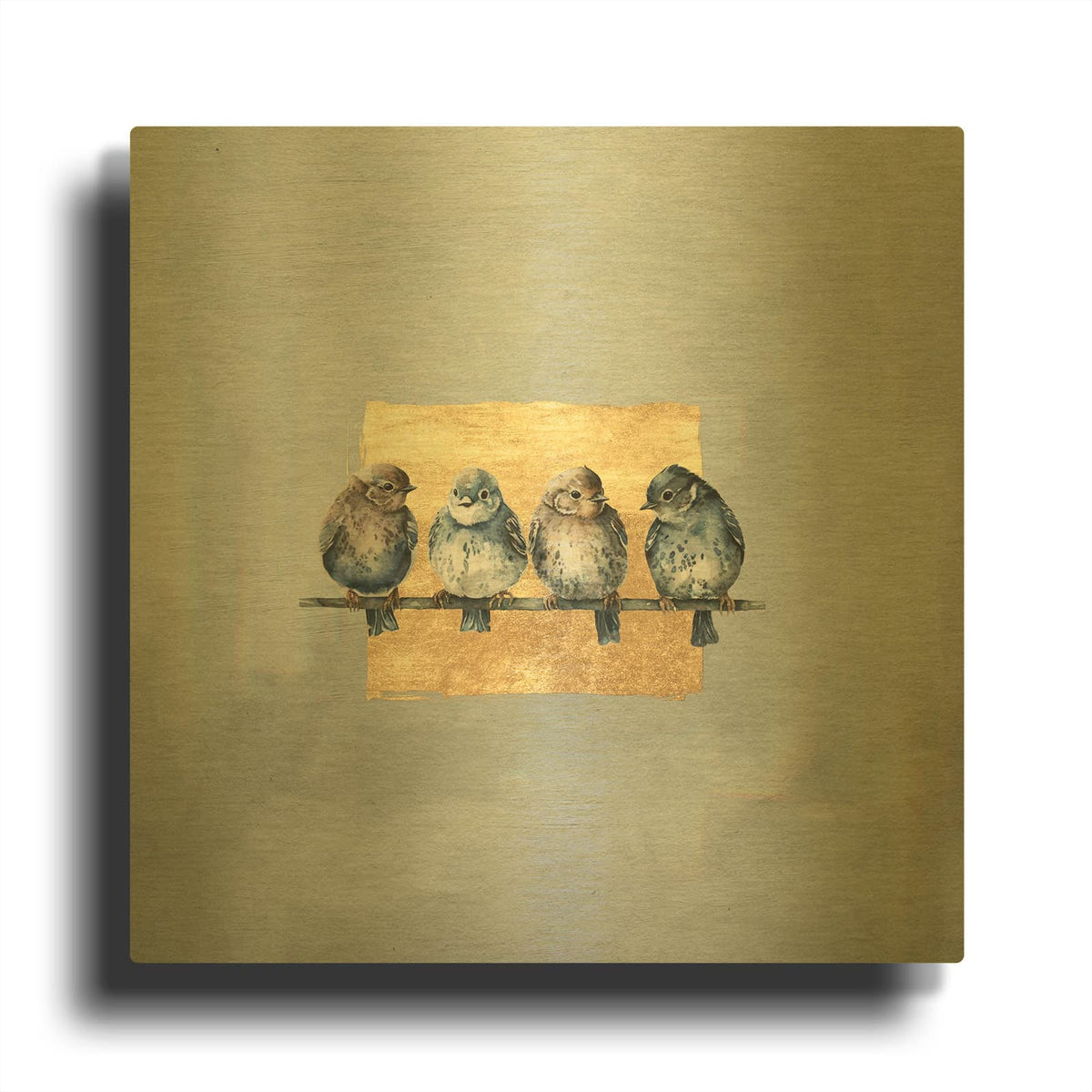 'Sparrows On A Branch' By Svetlana Aleynikova Gold Metal Wall Art