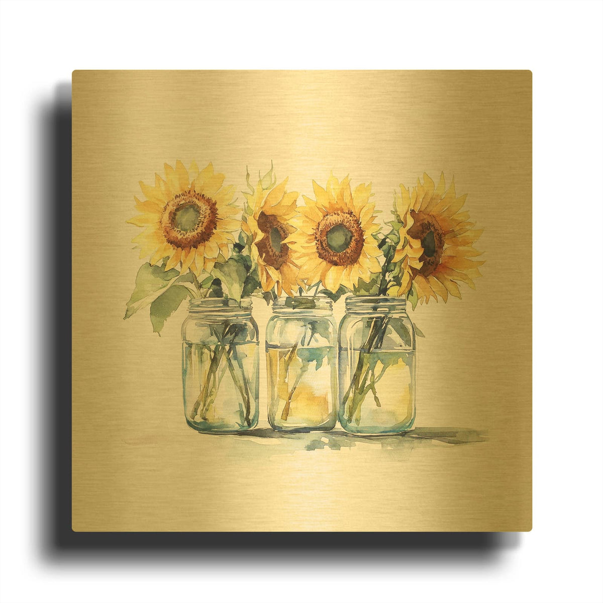 'Sunflower Composition' By Svetlana Aleynikova Gold Metal Wall Art