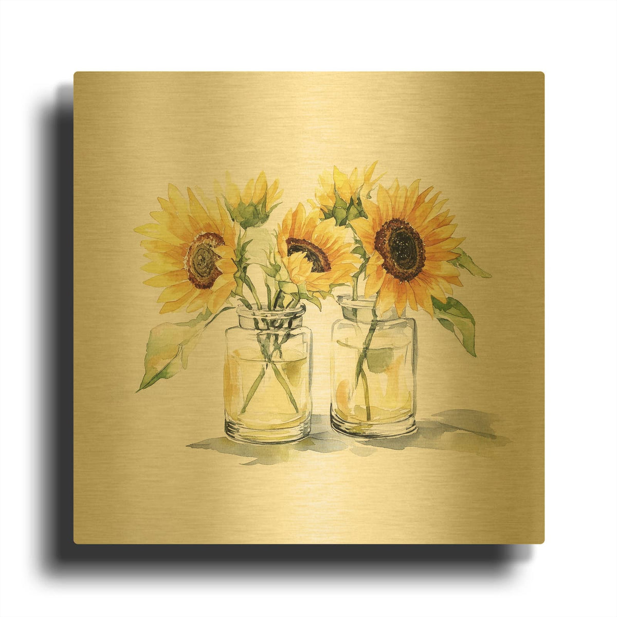 'Sunflower Delight' By Svetlana Aleynikova Gold Metal Wall Art