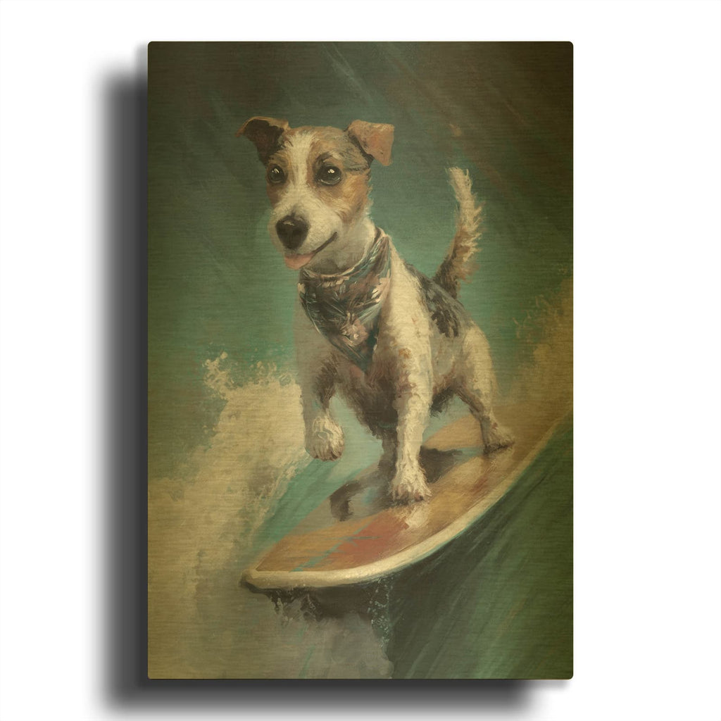 'Surf Dog' By Svetlana Aleynikova Gold Metal Wall Art