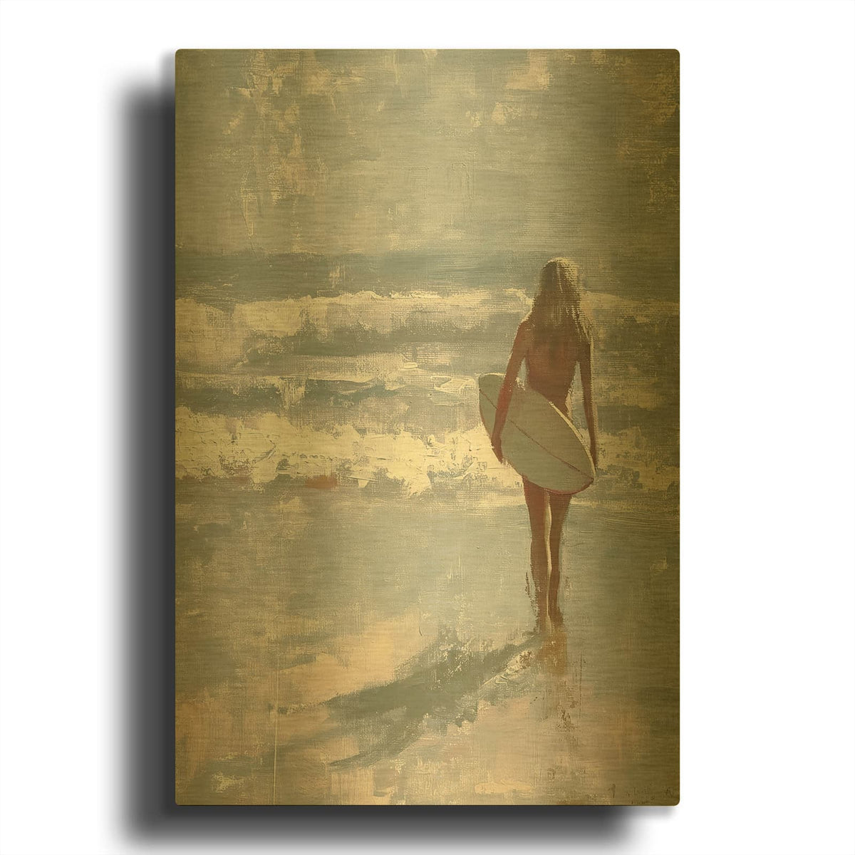 'Surfing Spirit' By Svetlana Aleynikova Gold Metal Wall Art